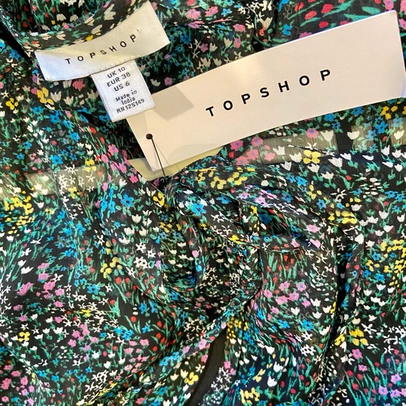 Topshop ditsy floral chiffon midi dress in multi - Picture 6 of 16